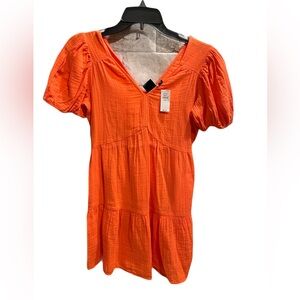 ❤️ GAP CRINKLE GAUZE PUFF SLEEVE MINI TIERED DRESS SIZE XXS NEW